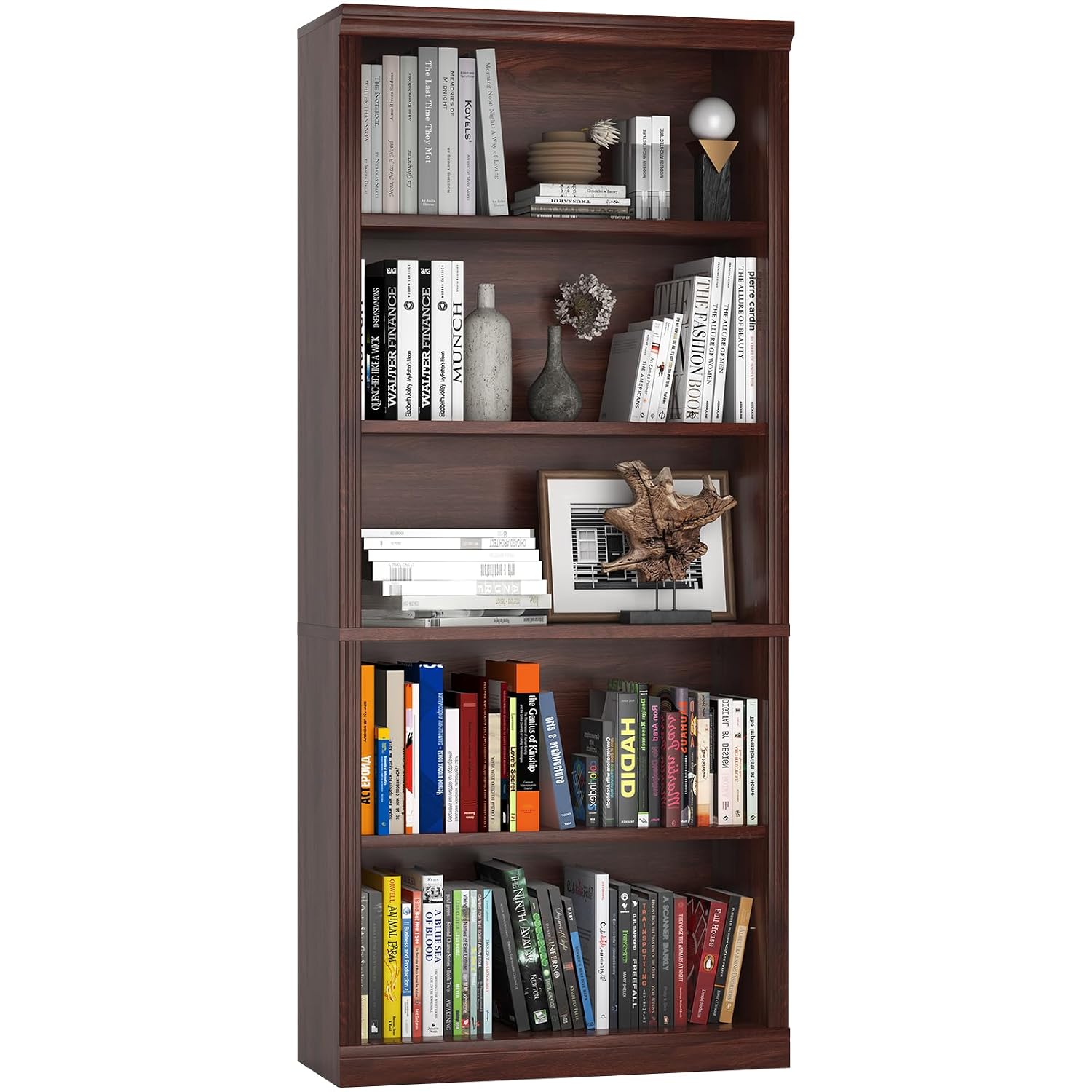 Office X Furniture - 5 Katmanlı Ahşap Kitaplık, Açık Depolama