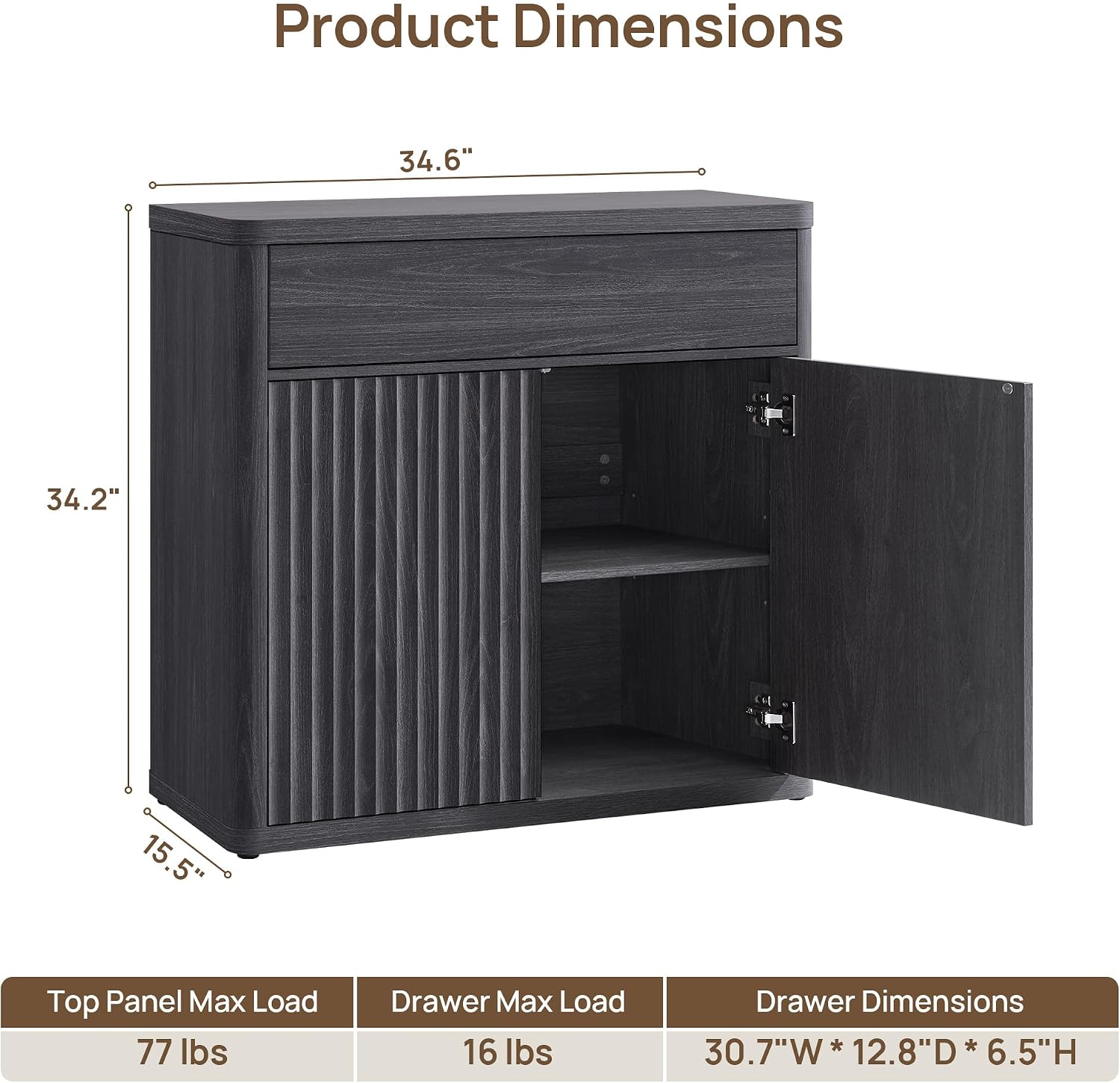 34.6 inç Modern Yivli Büfe Dol - Credenza Office Storage incelemesi ve fiyatı