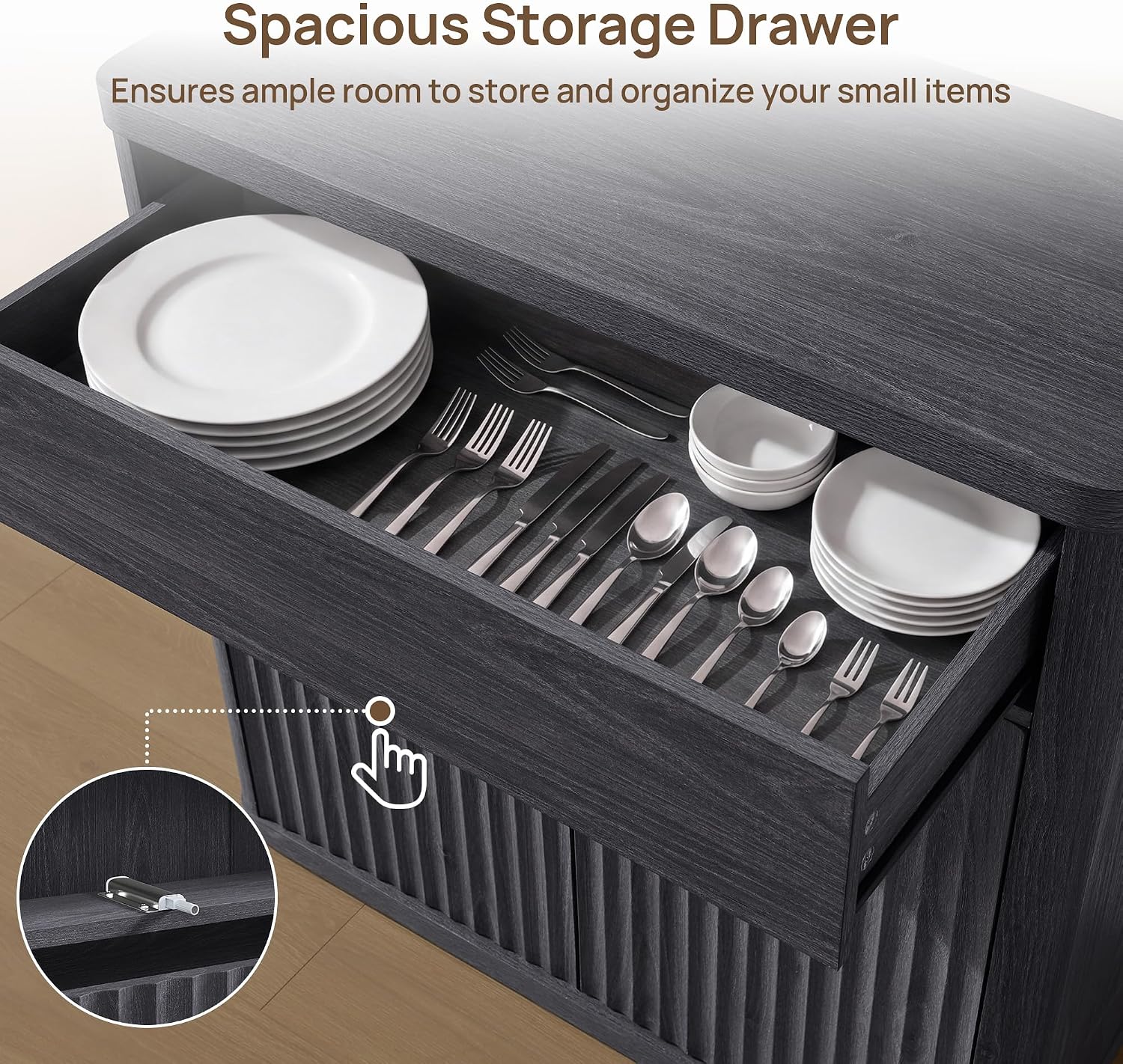 34.6 inç Modern Yivli Büfe Dol - Credenza Office Storage incelemesi ve fiyatı
