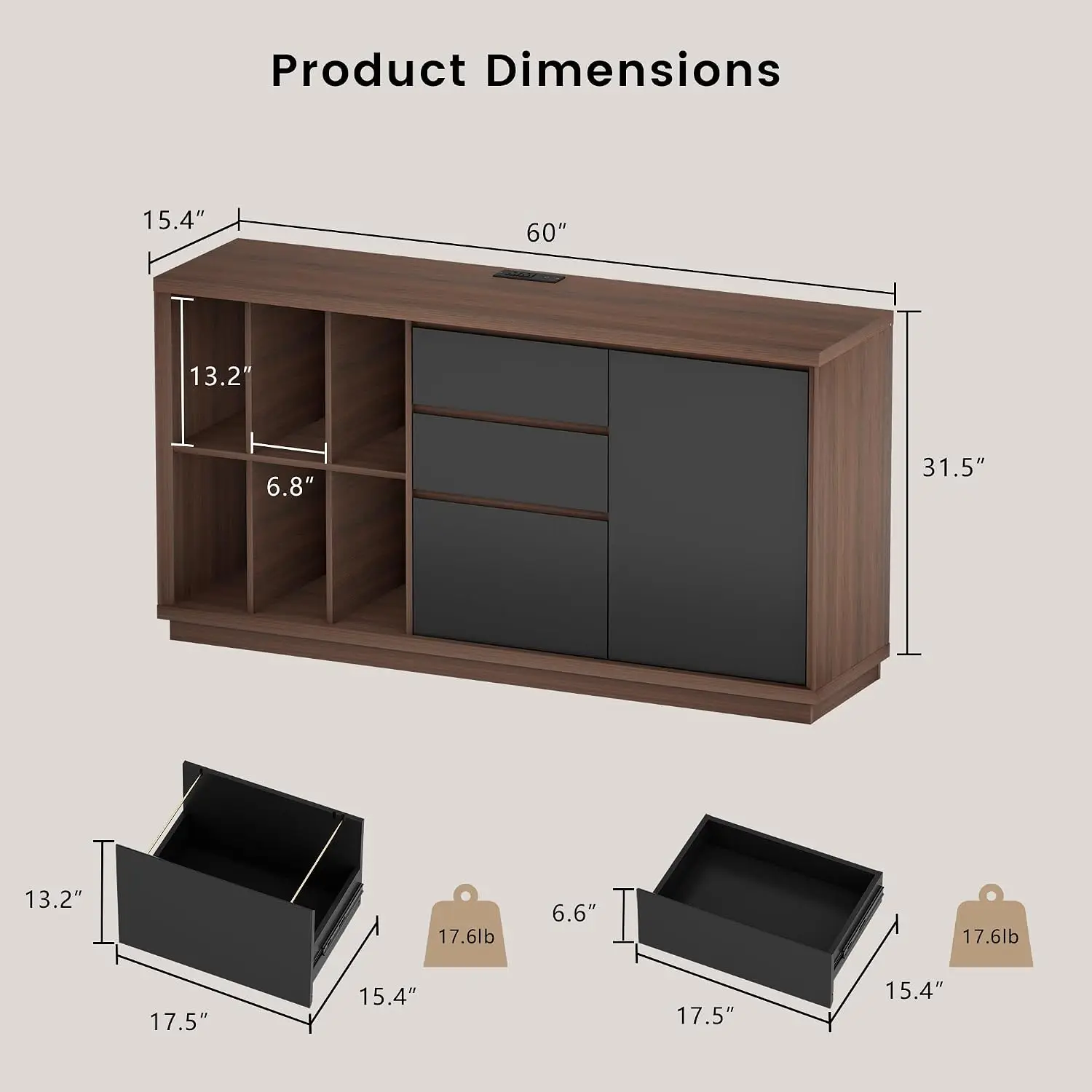 60 inç Çekmeceli ve Kapılı Dos - Credenza Office Storage incelemesi ve fiyatı
