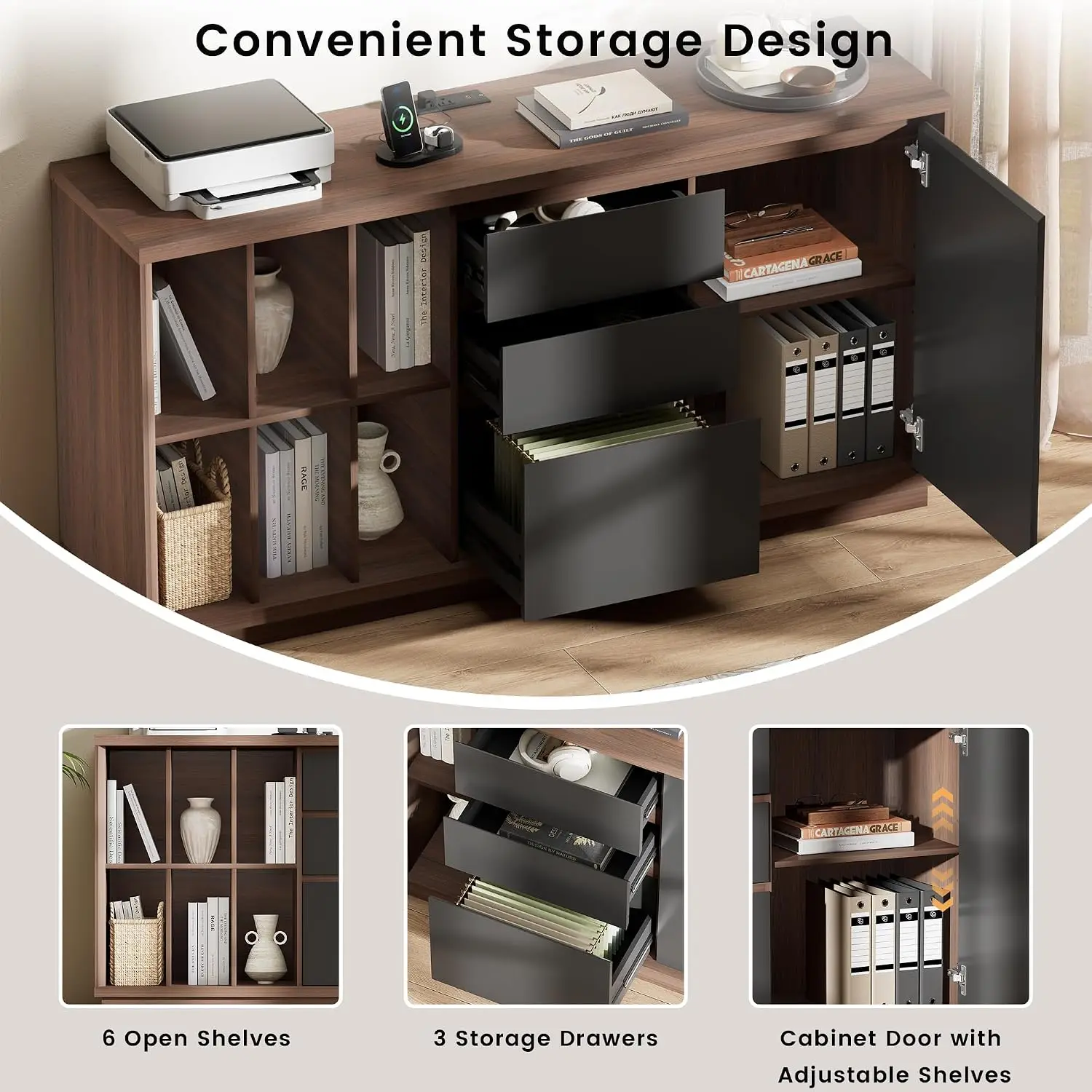60 inç Çekmeceli ve Kapılı Dos - Credenza Office Storage incelemesi ve fiyatı